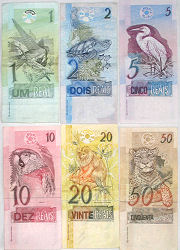 Die schönen Geldscheine der brasilianischen Währung REAL