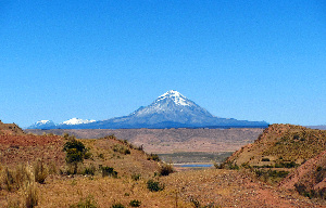 Blick auf den Sajama, den höchsten Berg Boliviens (6542m)