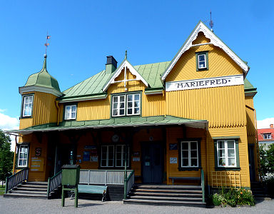 Der nette Bahnhof der Schmalspurbahn in Mariefred