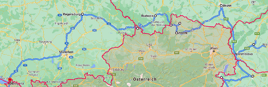 Unsere Reiseroute - 1. Teil, im Norden und Osten