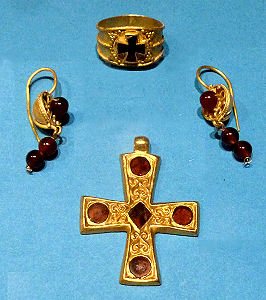 Frühchristlicher Goldschmuck im Archeo Norico Museum auf der Burg Deutschlandsberg