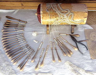 Alte Klöppelarbeit im Schlossmuseum von Freistadt