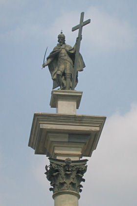 Die Zygmunts�ule steht vor dem Schlo� am Eingang zur Warschauer Altstadt 