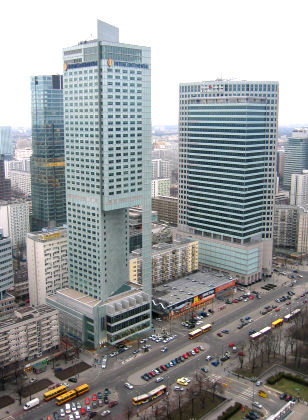 Von der Dachterrasse des Kulturpalastes hat man einen tollen Blick �ber Warschau 